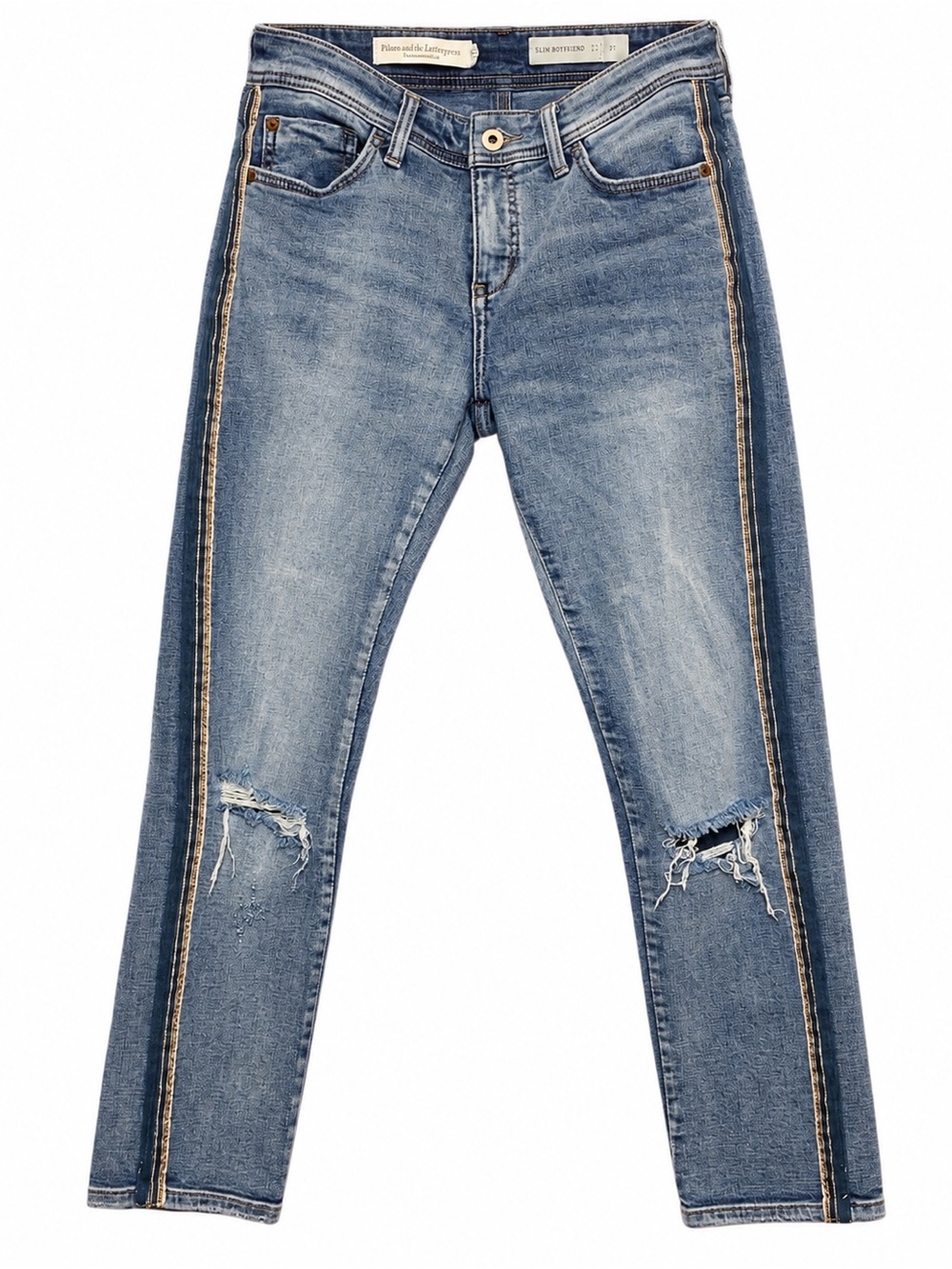 Pilcro Anthropologie Slim Boyfriend Distressed Side Stripe Jeans Size 25